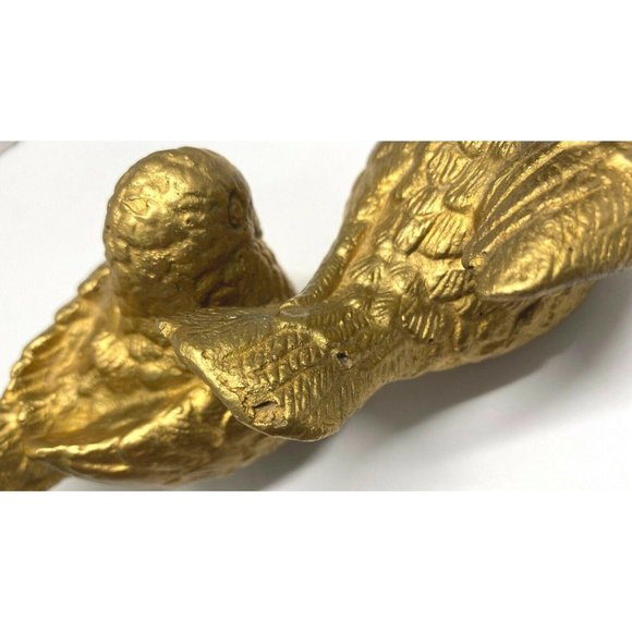 Turtle Doves Pair Sculpted Gold Painted Vintage Figurines Mexico MCM Home Decor - Picture 3 of 12